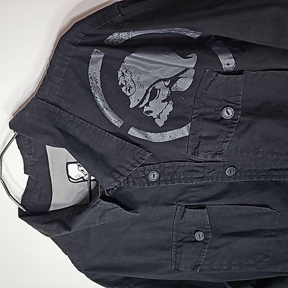 Metal Mulisha large black button down long sleeve shirt - Picture 3 of 6